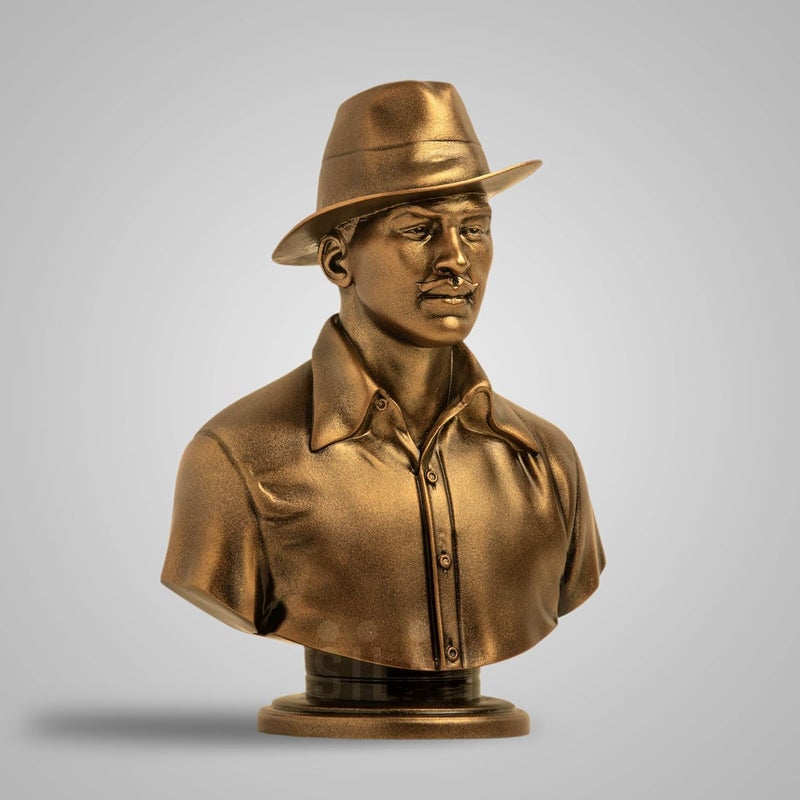 SILAII Bhagat Singh Bust Sculpture Antique Bronze 5 Inch - Image 3