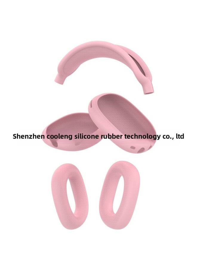 For Apple Airpods Max Protective Case Headset For Apple Headset Protective Case Silicone Soft Case Three-piece Set-Color:Pink Three-piece Set + Opp Bag