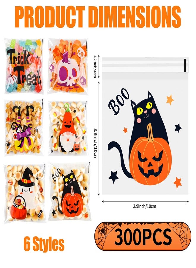 FOIMAS 300pcs Halloween Cellophane Treat Bags,Self Adhesive Halloween Candy Cookie Bag Plastic Goodie Bags for Trick or Treat Party Favor Supply - Image 2