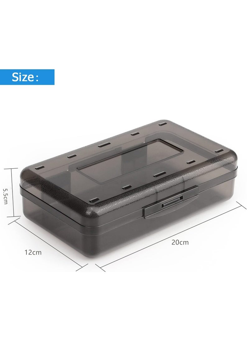 NIIMBOT 1Pcs Plastic Pencil Box Large Capacity Pencil Boxes Clear Boxes with Snap-tight Lid Stackable Design and Stylish Office Supplies Storage Organizer Box, Black  - Image 3