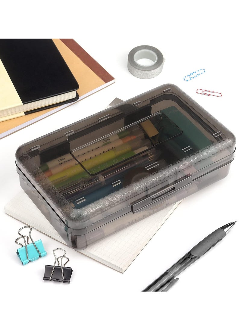 NIIMBOT 1Pcs Plastic Pencil Box Large Capacity Pencil Boxes Clear Boxes with Snap-tight Lid Stackable Design and Stylish Office Supplies Storage Organizer Box, Black  - Image 5
