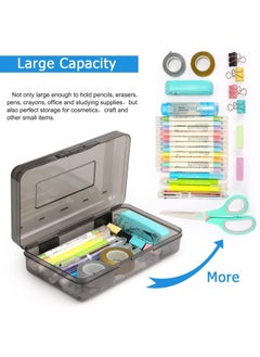 Generic Plastic Pencil Box Large Capacity Pencil Boxes Clear Boxes with Snap-tight Lid Stackable Design and Stylish Office Supplies Storage Organizer Box, Black  - Image 3