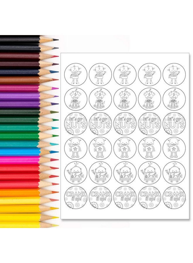 Amanda Creation Color Your Own Cute Robots Themed Birthday Party Favor Sticker Labels for Kids, 90 1.5" Party Circle Stickers by AmandaCreation, Great for Arts & Crafts, Envelope Seals, Goodie Bags & Treats - Image 4