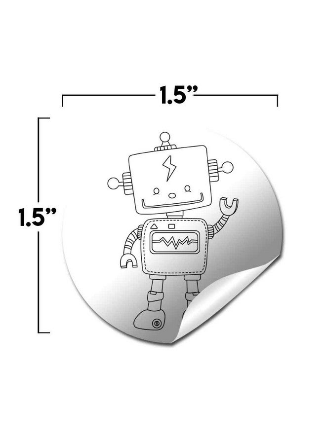 Amanda Creation Color Your Own Cute Robots Themed Birthday Party Favor Sticker Labels for Kids, 90 1.5" Party Circle Stickers by AmandaCreation, Great for Arts & Crafts, Envelope Seals, Goodie Bags & Treats - Image 2