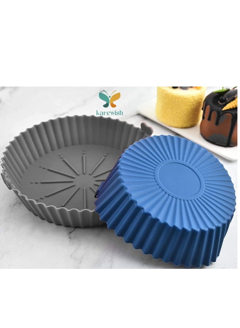 Karewish Silicon Airfryer 2pcs Non Stick Reusable, Air Fryer Liners, Replacement for Flammable Parchment Liner Paper - Baking Pan Air Fryer – Food safe Fryers Basket Oven Accessories - Image 1