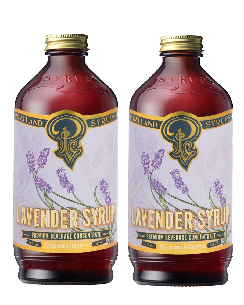 Portland Syrups Lavender Syrup - Lavender Beverage Concentrate for Tea, Matcha, Coffee, Sodas, and Baking - Floral Flavor for Crafting Refreshing Drinks - 12 oz Bottle, 12 Servings (Pack of 2) - Image 1