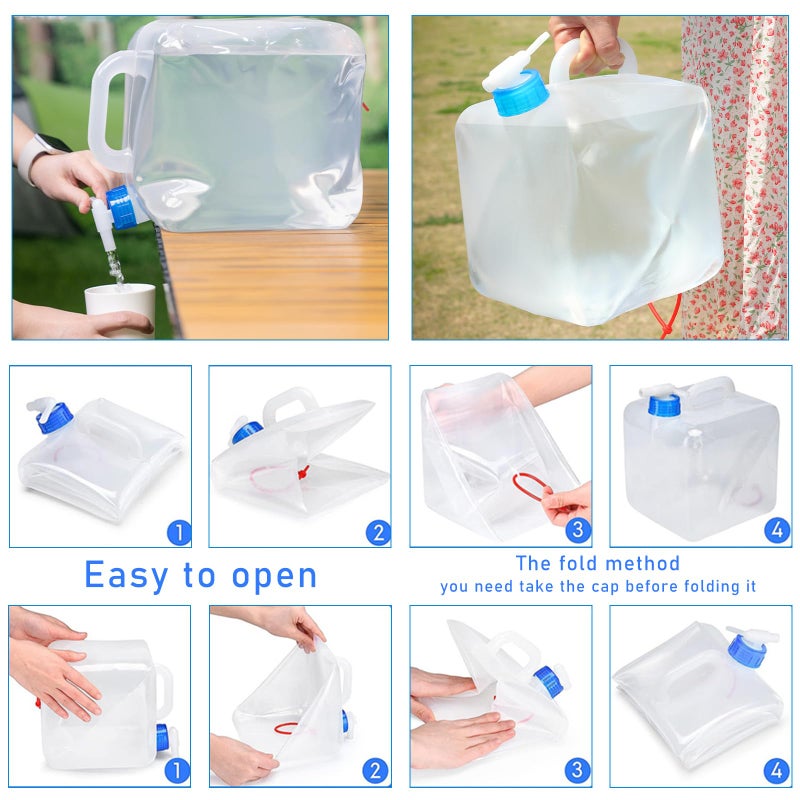 Nexboraque 2 Pack 5.3 Gallon Collapsible Container with Spigot, Foldable Water Jug Portable Camping Water Storage Carrier Jug for Outdoors Hiking Backpack & Emergency, Food Safe - Image 4