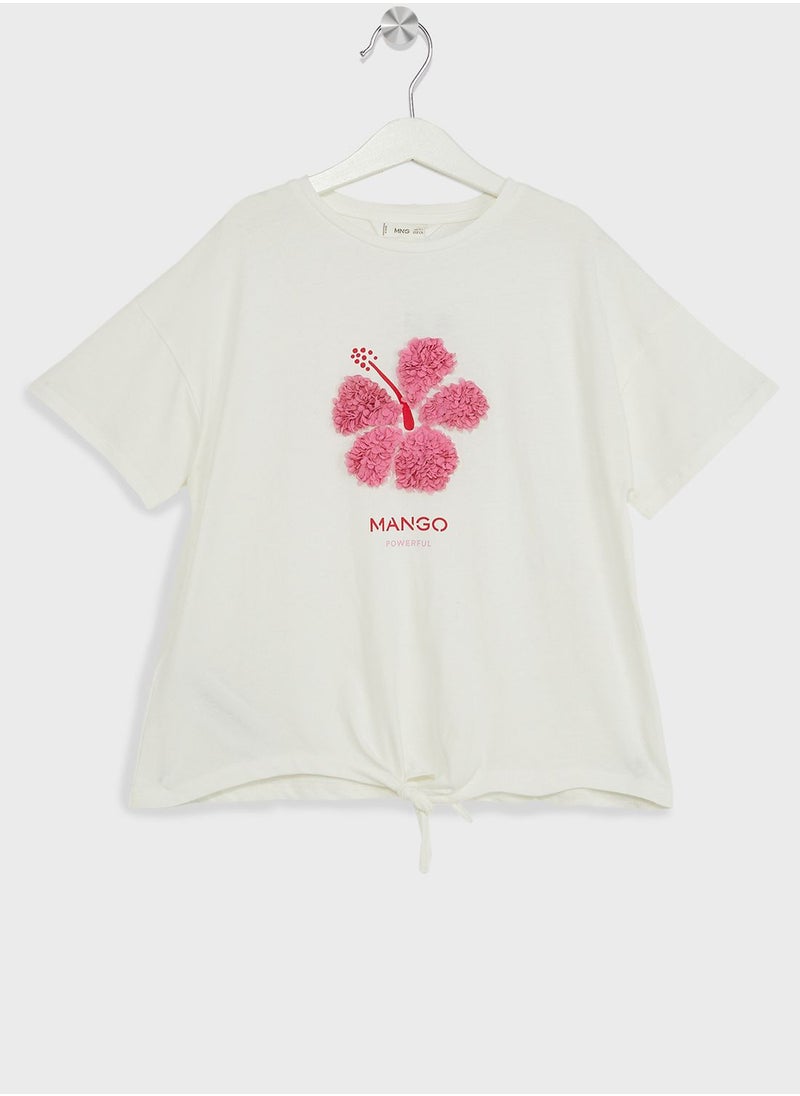 MANGO - Kids Floral Knot Printed T-Shirt - Image 1