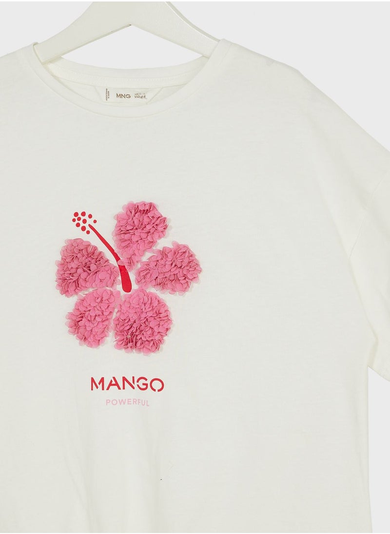 MANGO - Kids Floral Knot Printed T-Shirt - Image 1