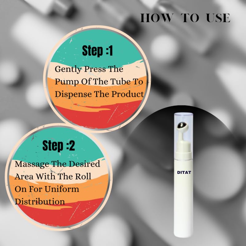 DITAT DITAT 15ml Airless Under Eye And Lips Roller White Bottle Stainless Steel Roll on and Transparent Cap For Cream Serum Essential Oils DIYs and Lip Balms  - Image 3