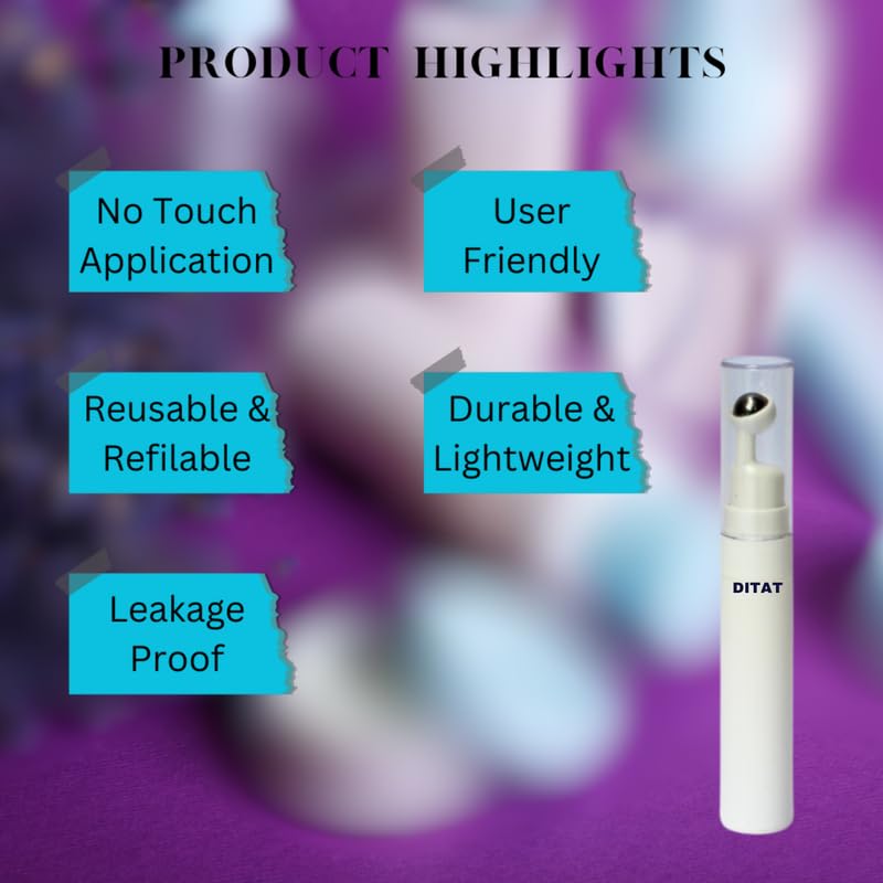 DITAT DITAT 15ml Airless Under Eye And Lips Roller White Bottle Stainless Steel Roll on and Transparent Cap For Cream Serum Essential Oils DIYs and Lip Balms  - Image 5