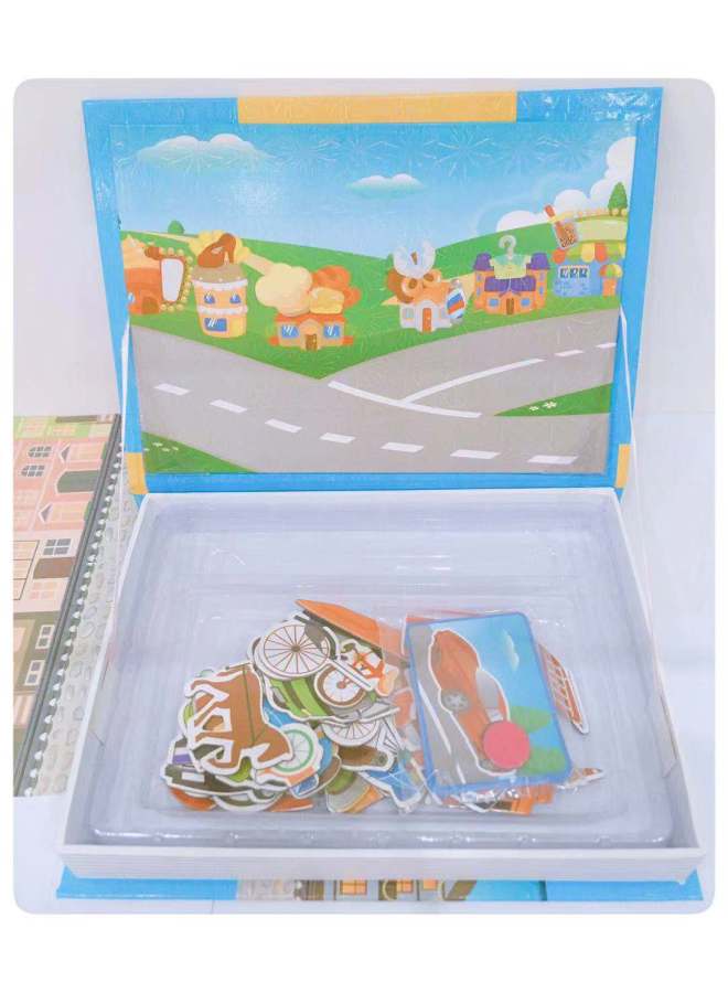 Hot Sale French Little Red Book Dress Baby DIY Assembled Magnetic Book Magnetic Sticker 3D Early Education Puzzle-Color:Evolution Of Means Of Transport  - Image 1
