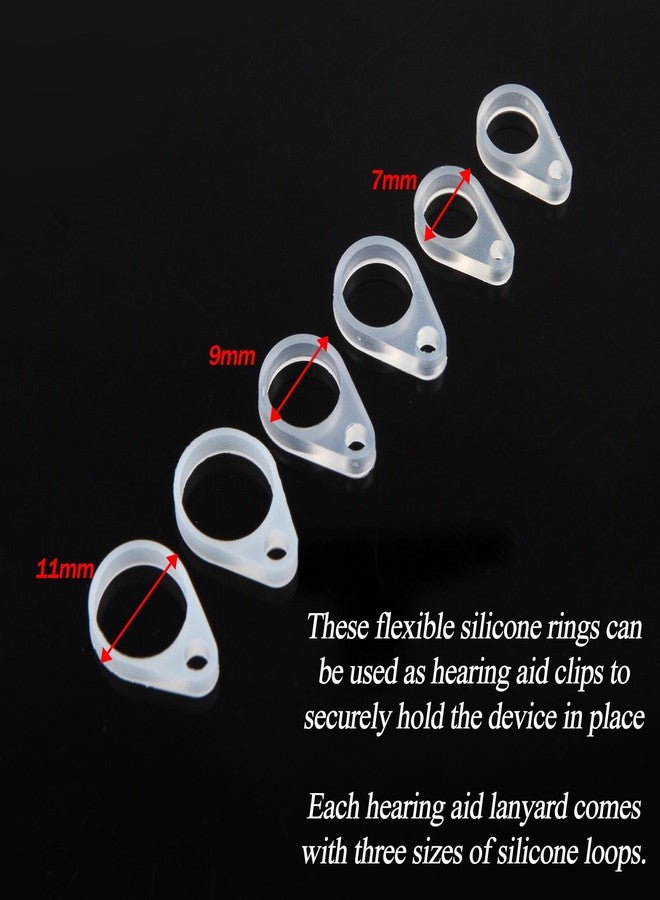 JFRHUDS 4 Pack Hearing Aid Lanyard with 12 Pairs Silicone Loops - Anti-Lost Clips for Seniors Adults Kids, Adjustable Hearing Aid Retention for Daily Wear Travel Hiking, 4 Colors - Image 3