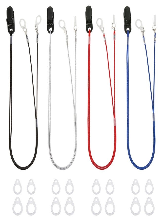JFRHUDS 4 Pack Hearing Aid Lanyard with 12 Pairs Silicone Loops - Anti-Lost Clips for Seniors Adults Kids, Adjustable Hearing Aid Retention for Daily Wear Travel Hiking, 4 Colors - Image 1