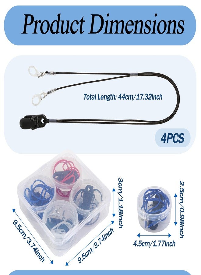JFRHUDS 4 Pack Hearing Aid Lanyard with 12 Pairs Silicone Loops - Anti-Lost Clips for Seniors Adults Kids, Adjustable Hearing Aid Retention for Daily Wear Travel Hiking, 4 Colors - Image 2