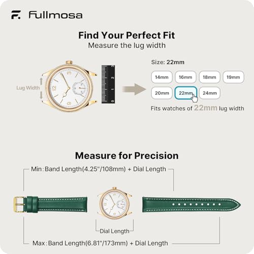 Fullmosa Watch Band, Quick Release Leather Watch Strap for Men Women, Replacement Bands Width 12mm 14mm 16mm 18mm 19mm 20mm 21mm 22mm 24mm - Image 5