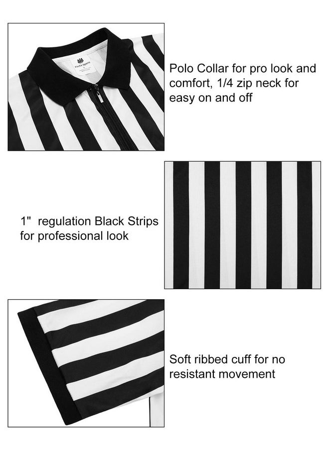 FitsT4 Sports Mens Official Black & White Stripe Referee Shirt Zipper Collared Short Sleeve Umpire Jersey Costume Ref Uniform - pzsku/ZB73A41CA6351C5F83934Z/45/_/1740982599/e3a913c6-1624-4856-8169-c56a69b49c78