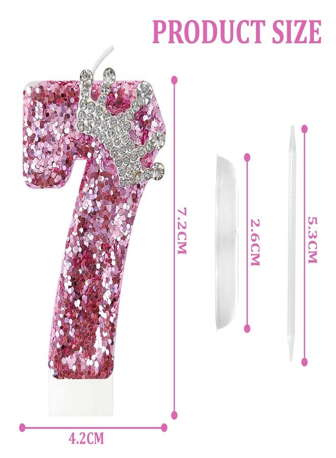 JonesLi 7Th Birthday Number Candles,Pink Crown Birthday Candles for Cake Pink Candles,Super Cute Sparkling Crown Candle, for Birthday Party Decorations - Image 2