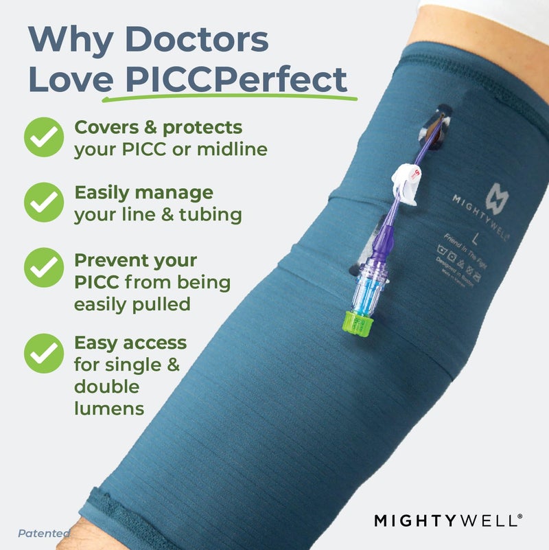 Mighty Well PICCPerfect PICC Line Cover: Soft Touch Double Layer PICC Line Arm Cover | Solid Black, Large - Image 4
