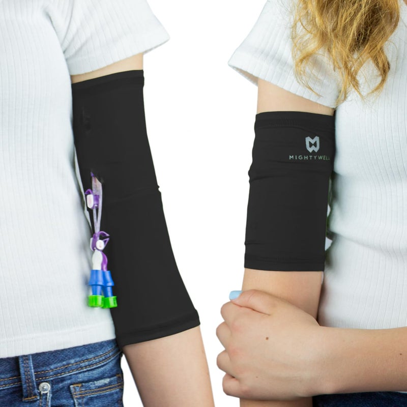 Mighty Well PICCPerfect PICC Line Cover: Soft Touch Double Layer PICC Line Arm Cover | Solid Black, Large - Image 1