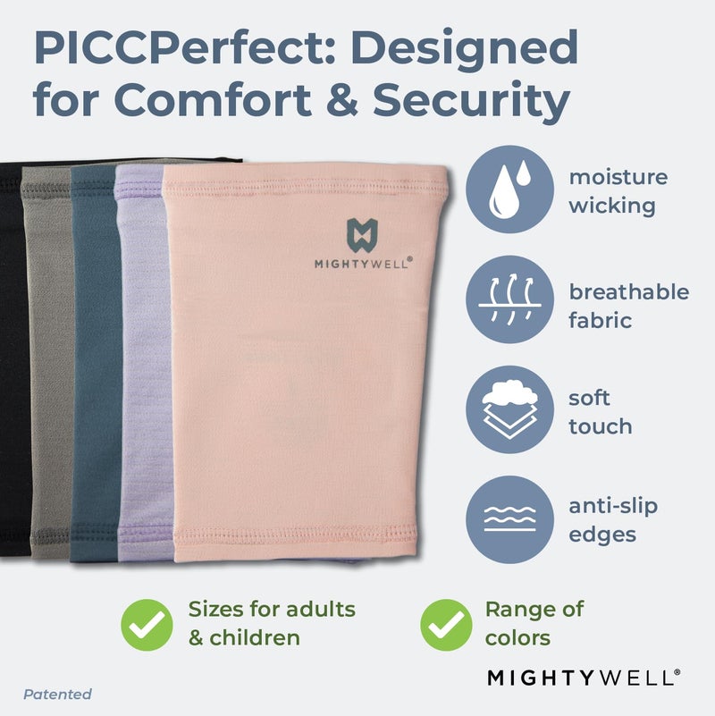 Mighty Well PICCPerfect PICC Line Cover: Soft Touch Double Layer PICC Line Arm Cover | Solid Black, Large - Image 5