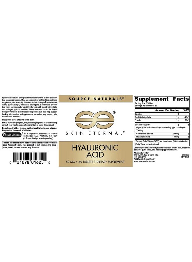 Source Naturals Skin Eternal Hyaluronic Acid 50Mg 60 Tablets - Image 5