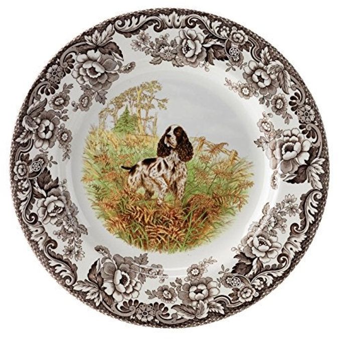Spode Woodland Hunting Dogs, 10.5" Dinner Plate - English Springer Spaniel Design, Made in England, Microwave Safe & Dishwasher Safe, Fine Earthenware for Holiday Dining - Collectible Tableware & Gift