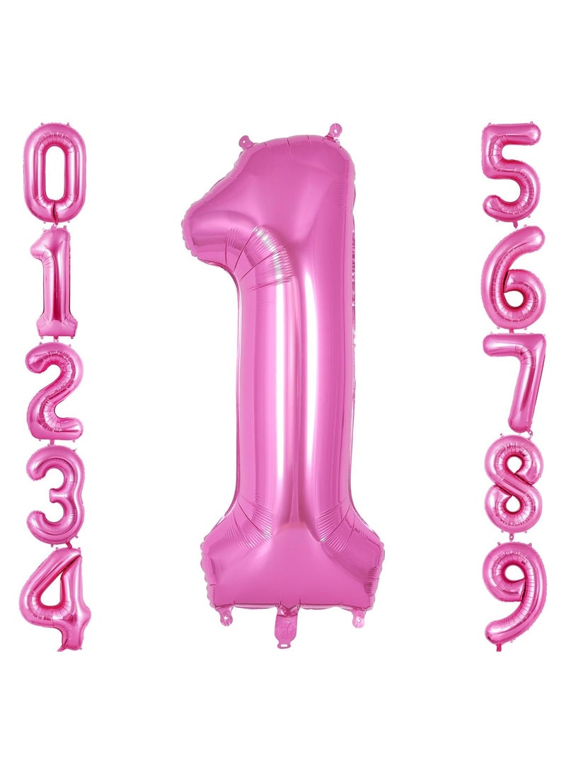 Home zone 40 Inch Pink Digit Helium Foil Birthday Party Balloons Number 1  - Image 1