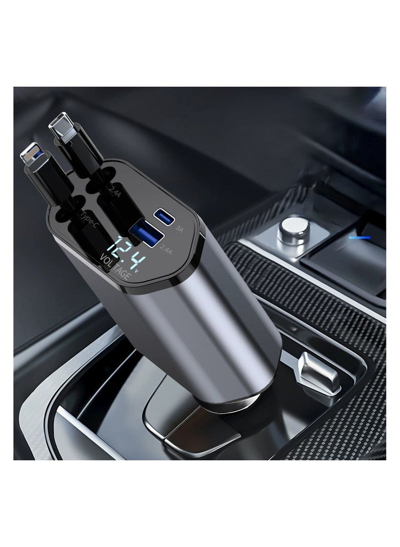 Generic 12/24V 120W Fast Car Charger with Retractable Charging Cable Fast Car Power Adapter PD20W for iPhone Type C 40W Car Bluetooth USB Charger Plug with iPhone,Samsung,Galaxy,Huawei,Xiaomi  - Image 1
