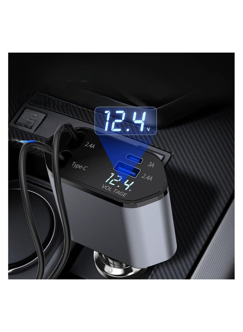 Generic 12/24V 120W Fast Car Charger with Retractable Charging Cable Fast Car Power Adapter PD20W for iPhone Type C 40W Car Bluetooth USB Charger Plug with iPhone,Samsung,Galaxy,Huawei,Xiaomi  - Image 4