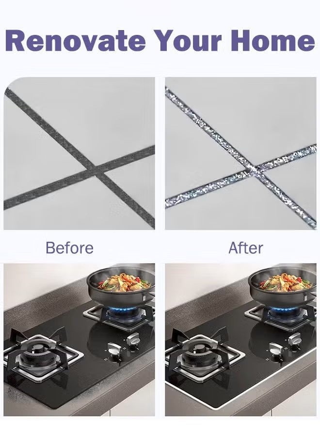 اشيلي 150ML بلاط جراوت الطلاء ملء أنبوب جراوت كولك الختم الغراء الختم للحمام دش المطبخ إصلاح بلاط السيراميك استعادة وتجديد بلاط المفاصل خط الفجوات استبدال جراوت القلم - الفضة - Image 4