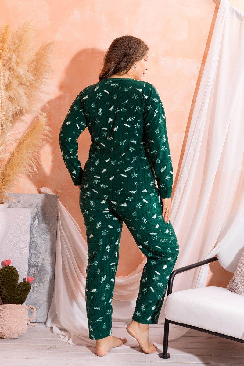 Nisanca Plus Size Plush Polar Fleece Pajama Set - Winter Plus Size Women's Pajamas  - Image 4