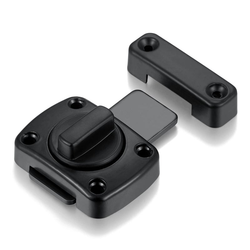 INIRET 2 Packs Rotate Bolt Latch Gate Latches Safety Door LockPet Door Lock Cabinet FurnitureWindowsBathroomAntique Lock Gate Latches Wine Cabinet Closet Door Latches Black_2 Pack