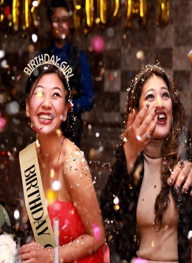 AOPRIE Birthday Girl Headbands Sash Tiara Crown for Women Girls Rhinestone Happy Birthday Accessories Favor Supllies Gold Black Pink, 3 Pack - Image 3