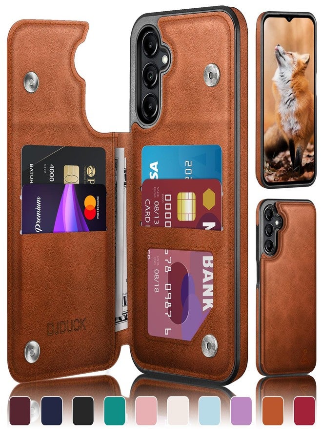 DJDUCK Designed for Samsung Galaxy A16 5G Case Wallet with Card Holder, [Magnetic Clasp Folio Cover] [RFID Blocking Leather Protection] Shockproof Women Men Cases for Samsung A16 Light Brown - Image 1