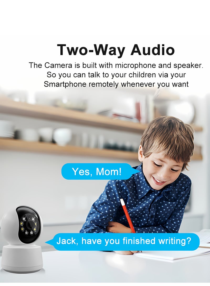 كاميرا واي فاي ذكية 1080P، كاميرا مراقبة PTZ بدوران 360° أفقي/عمودي، صوت ثنائي الاتجاه، كشف حركة بشري بالذكاء الاصطناعي، تتبع تلقائي، رؤية ليلية، وصول عن بُعد، مشاركة متعددة المستخدمين، مراقبة الأطفال والحيوانات الأليفة مع تخزين سحابي/بطاقة TF - Image 5