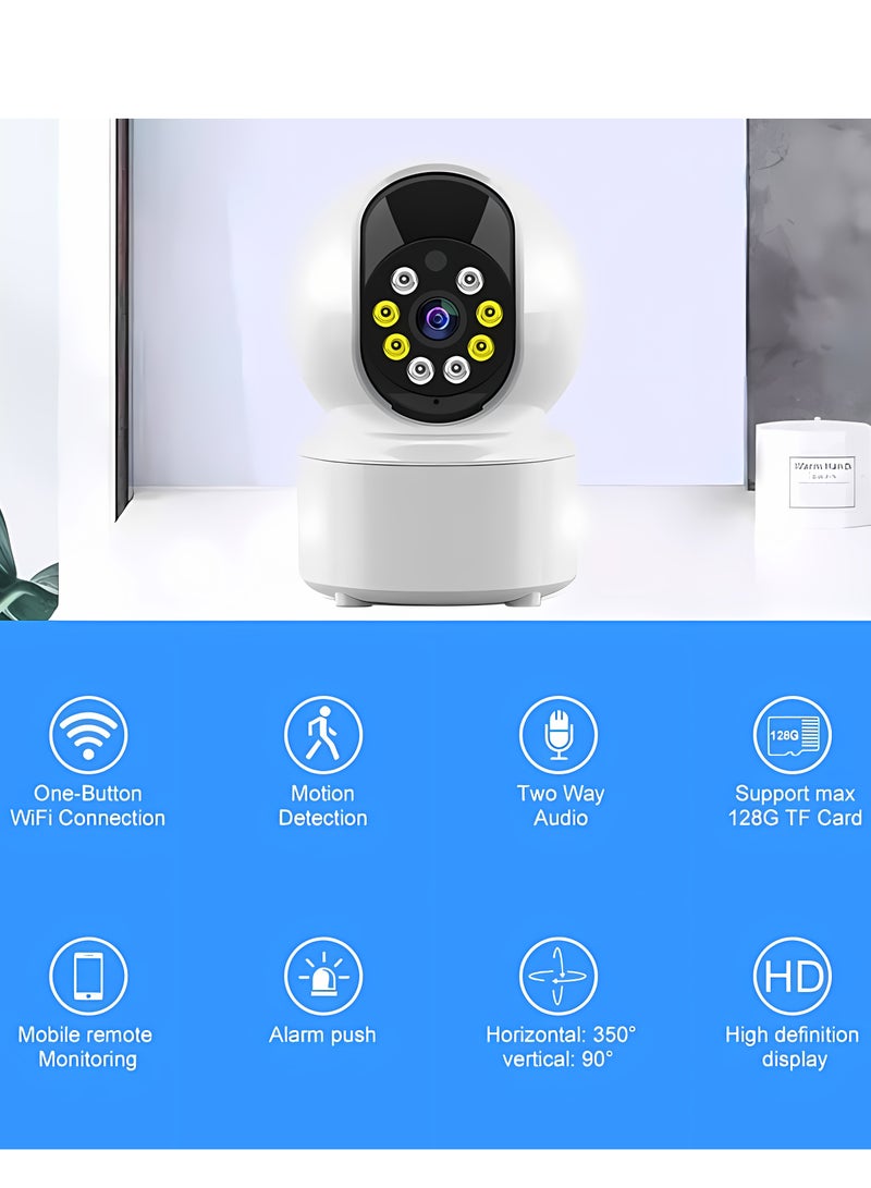 كاميرا واي فاي ذكية 1080P، كاميرا مراقبة PTZ بدوران 360° أفقي/عمودي، صوت ثنائي الاتجاه، كشف حركة بشري بالذكاء الاصطناعي، تتبع تلقائي، رؤية ليلية، وصول عن بُعد، مشاركة متعددة المستخدمين، مراقبة الأطفال والحيوانات الأليفة مع تخزين سحابي/بطاقة TF - Image 3