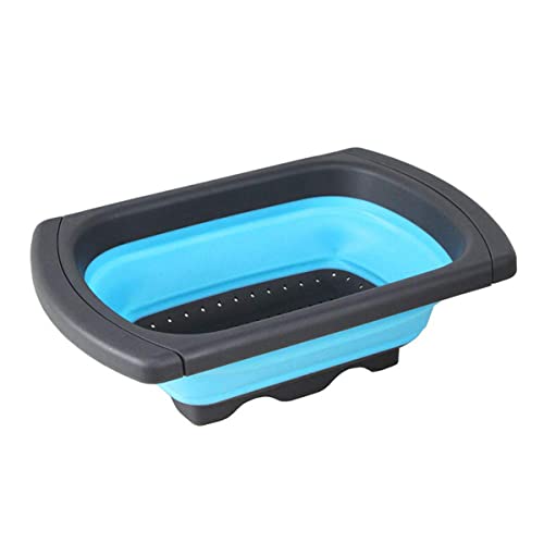CdyBox New Version 11Pack Silicone Kitchen Strainer Collapsible Colander with Foldable Silicone Measuring Spoon Measuring Cup Kitchen Good Tools (Blue) 9.6 * 1.1 - Image 4