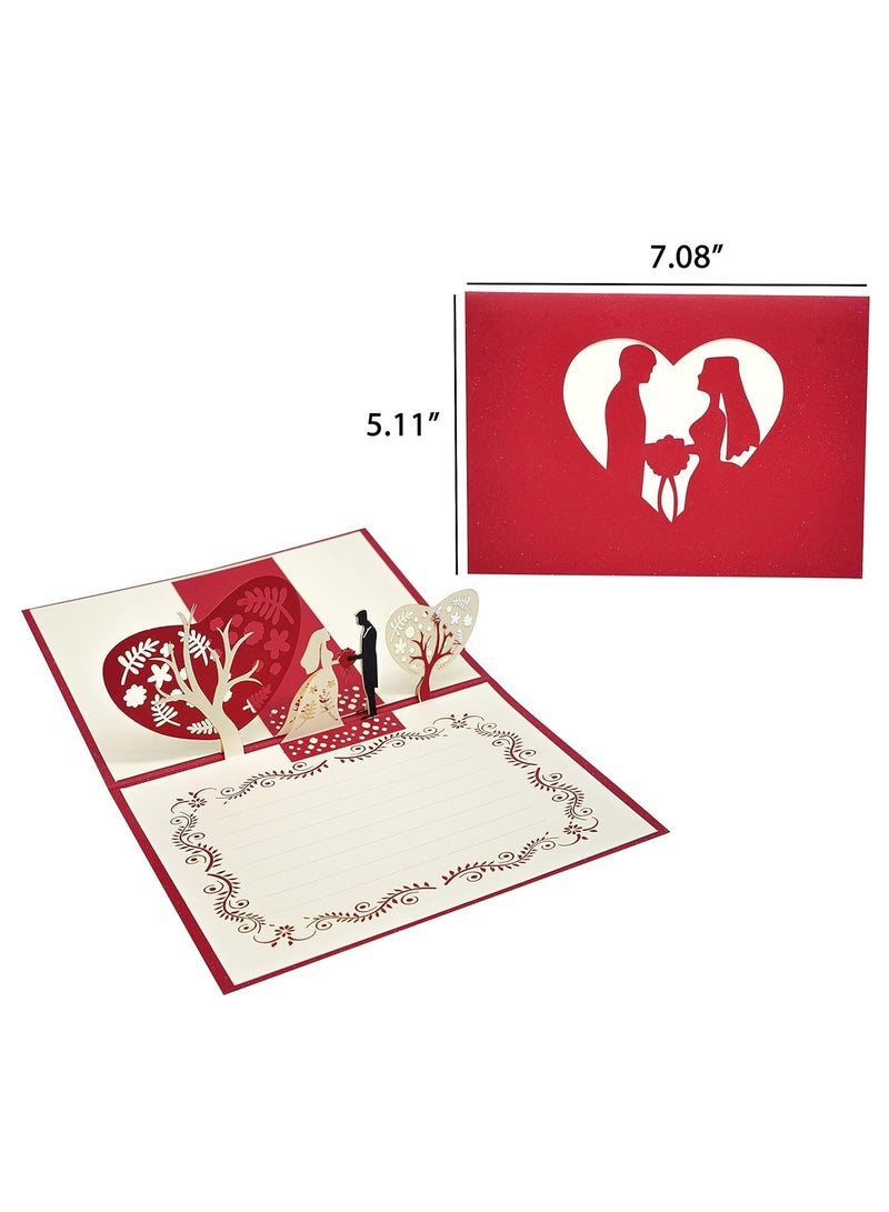 Wedding Pop Up Card, Handmade 3D Greeting Cards with Romantic Bride  Groom Design, For Wedding Party, Engagement, Anniversary, Surprising Present for Couple, Wife or Husband - Image 5