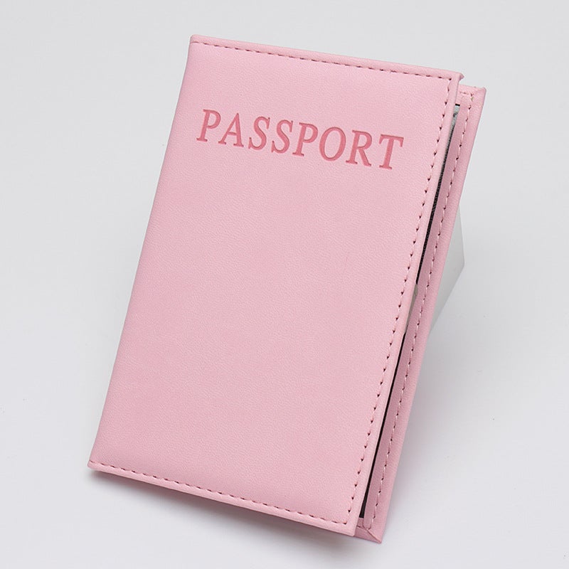 Custom Logo Leather Passport Holder Pink 