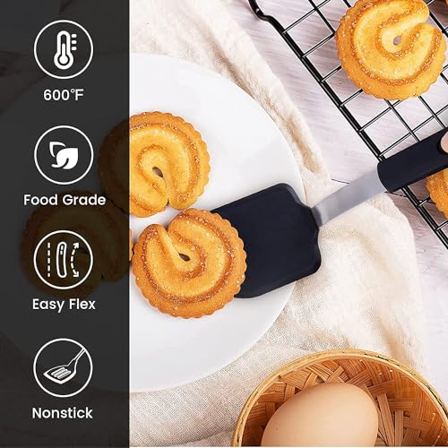 Turbid Silicone Spatula - Nonstick, Heat Resistant Cooking & Baking Flipper for Pancakes, Omelettes, Pizza, Steak, Dosa - Ideal for Griddle Pans, Cookware and Fish Turner (Square Spatula) - Image 3