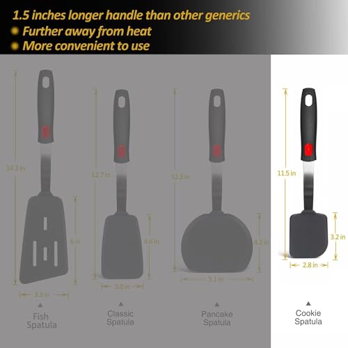 Turbid Silicone Spatula - Nonstick, Heat Resistant Cooking & Baking Flipper for Pancakes, Omelettes, Pizza, Steak, Dosa - Ideal for Griddle Pans, Cookware and Fish Turner (Square Spatula) - Image 2