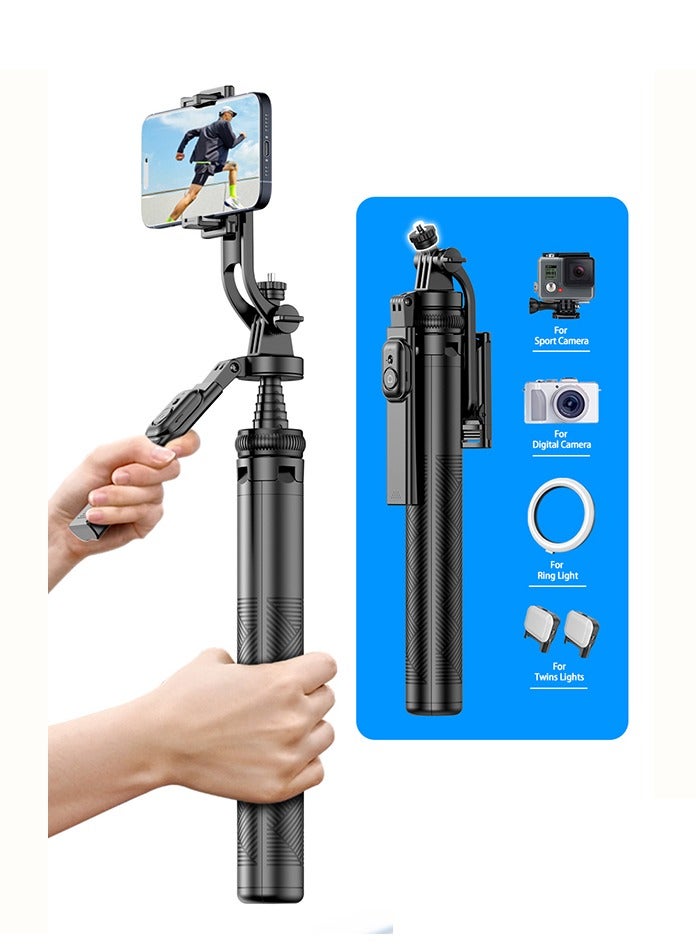 SMARTX C18 70.86”extra long selfie sticks tripod，Balanced Shooting Quadripod stand with rechargeable Bluetooth remote control for mobile phones - Image 1