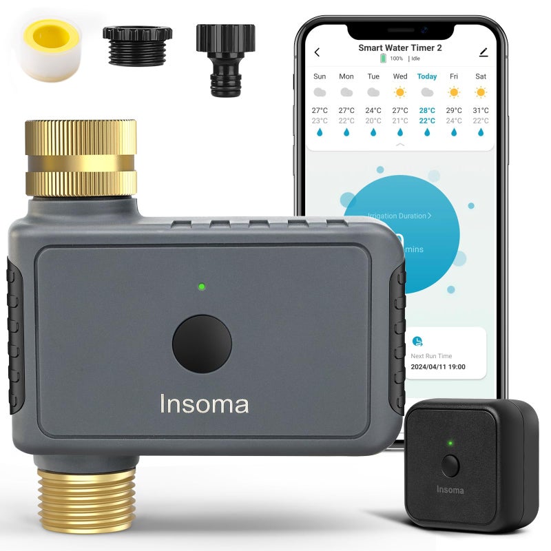Insoma WiFi Hose Timer Brass Inlet Outlet VoiceApp Control Sprinkler Timers with Rain DelayManualAuto Mode Smart Water Timer for GardenLawnYard Work with Alexa Google Home Energy Saving - Image 2