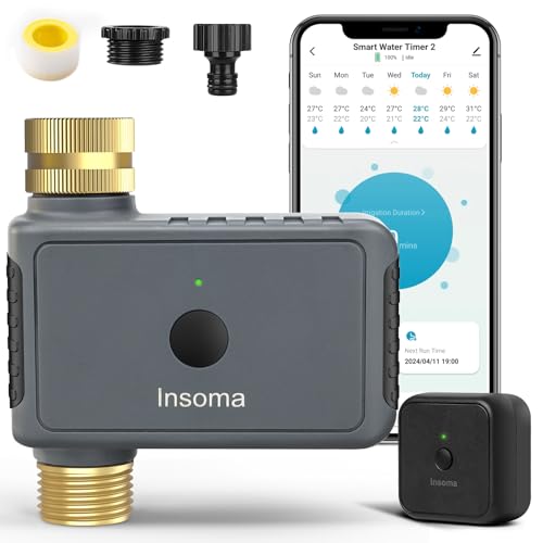 Insoma WiFi Hose Timer Brass Inlet Outlet VoiceApp Control Sprinkler Timers with Rain DelayManualAuto Mode Smart Water Timer for GardenLawnYard Work with Alexa Google Home Energy Saving - Image 1