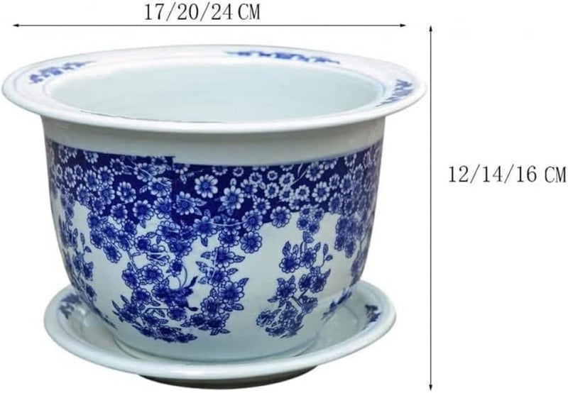 Chinese Style Blue And White Ceramic Flower Pot Hand Drawn Dragon Indoor Outdoor Plant Pot - Image 4