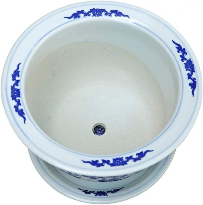 Chinese Style Blue And White Ceramic Flower Pot Hand Drawn Dragon Indoor Outdoor Plant Pot - Image 5