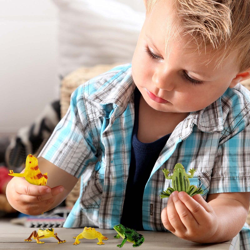 Civaner 12 Pieces Plastic Frogs Toy Mini Vinyl Realistic Frog Decorations Fun Rain Forest Character Figures Lifelike Toy for Rana Crafting Party Supplies Home Decor Game - Image 3