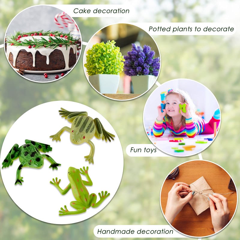 Civaner 12 Pieces Plastic Frogs Toy Mini Vinyl Realistic Frog Decorations Fun Rain Forest Character Figures Lifelike Toy for Rana Crafting Party Supplies Home Decor Game - Image 4