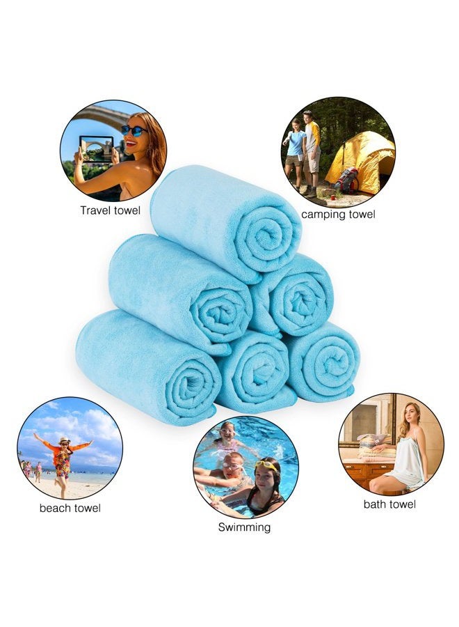 JML Microfiber Bath Towels, Bath Towel Set (6 Pack, 27" x 55") - Extra Absorbent and Fast Drying,Multipurpose Microfiber Towel for Bath, Beach, Pool, Sports, Yoga - Sky Blue - Image 5